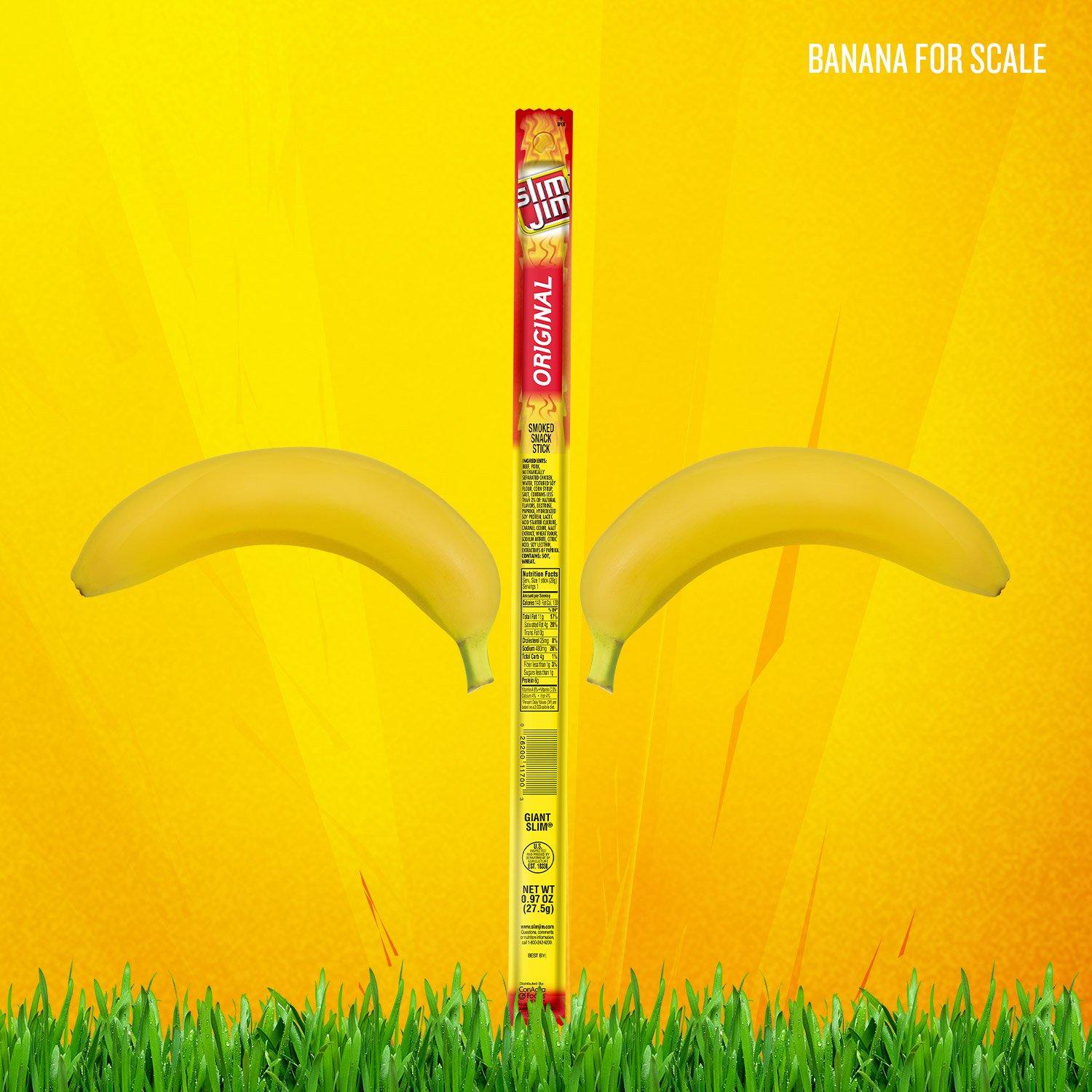 Slim Jim Slim Jim Giant Sized Original Snack Stick, Easy, On-the-Go School, Work and Travel Snacks, 0.97 OZ Meat Snacks