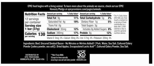 Epic Provisions Epic Beef Apple Bacon Bars, Whole30, Paleo Friendly, 12 ct