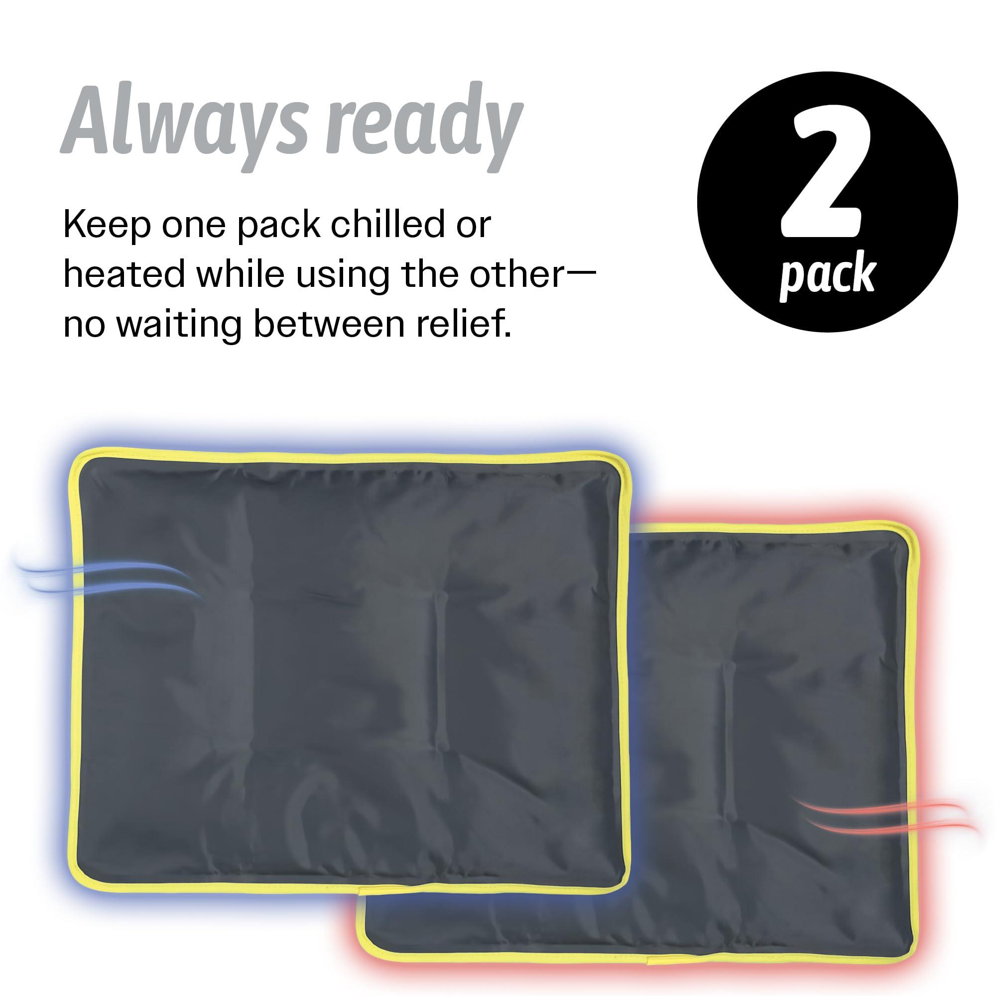 Sport Temp Reusable Gel Ice Packs - Flexible When Frozen for Injuries, Hip, Shoulder, Back, Knee - Hot & Cold Therapy Compress to Reduce Swelling, Bruises, Surgery, Heat & Cold (Black Large - 2PK -14 x 11)