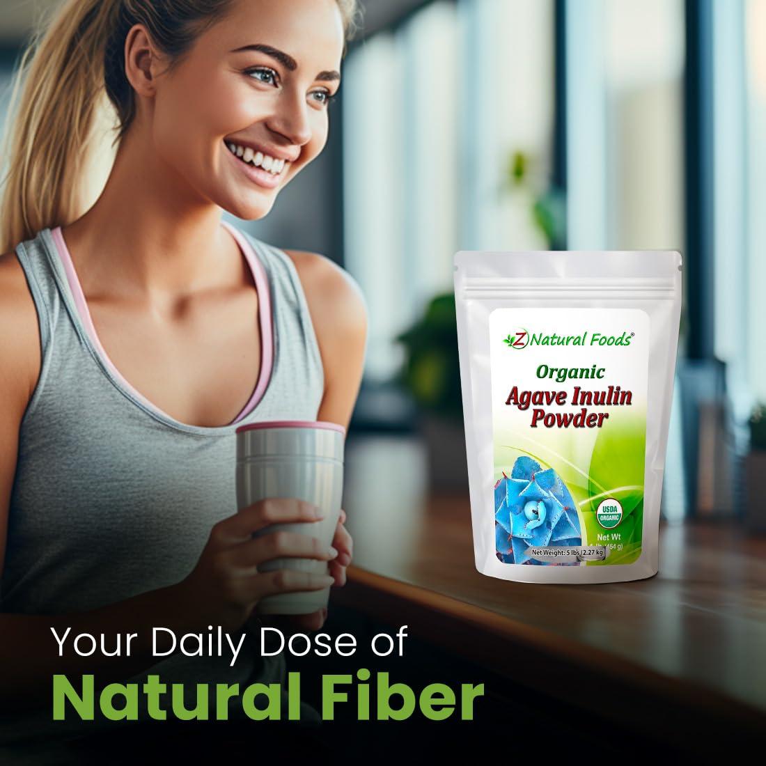 Z Natural Foods Z Natural Foods Organic Agave Inulin Powder, Natural Fiber Supplement, Prebiotic Superfood Powder for Drinks, Smoothies, and Recipes, Raw, Non-GMO, Vegan, Gluten-Free, Kosher, 1 lb