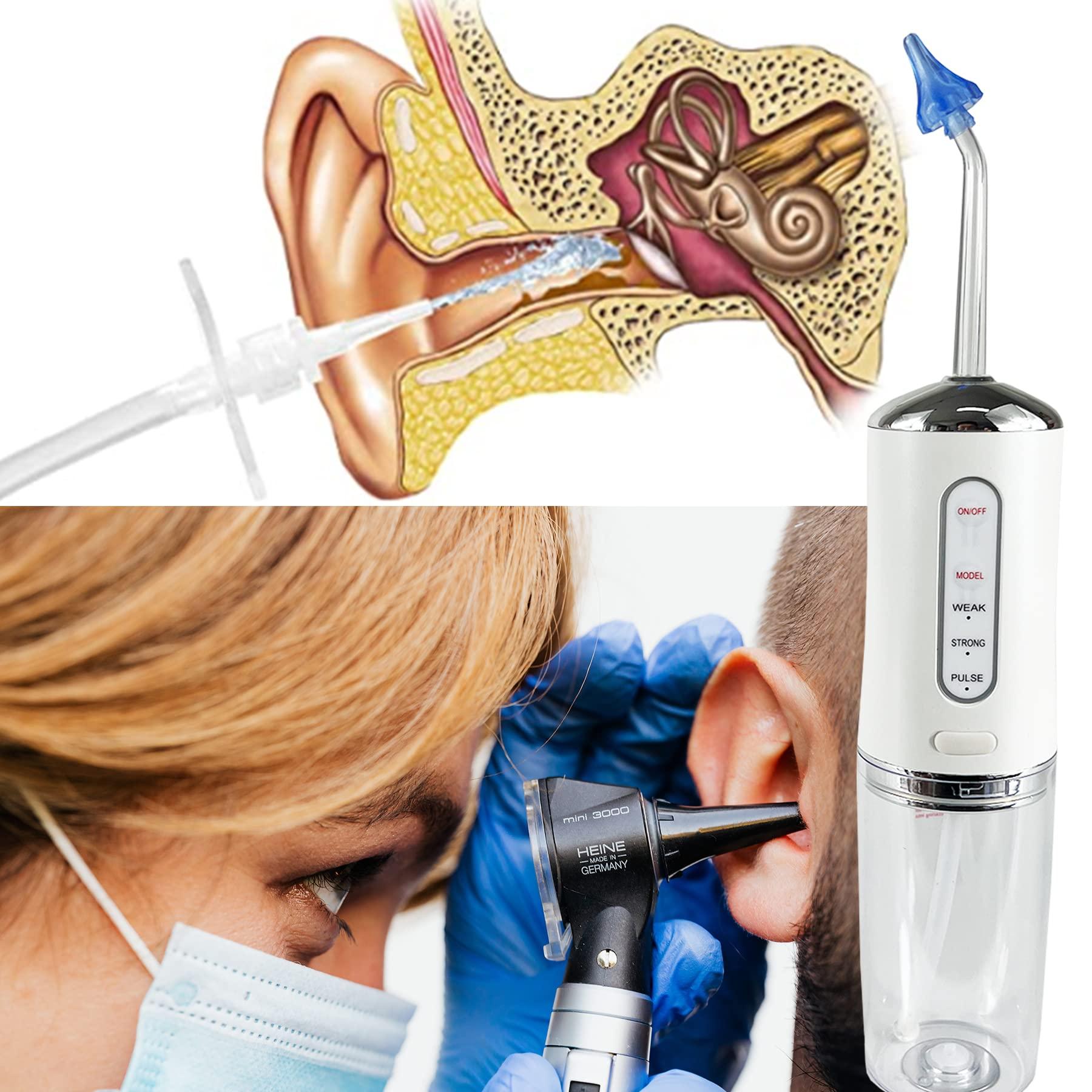 Smokitcen Smokitcen Electric Ear Cleaning Kit for Adults Premium Ear Wax Removal Tool with Electrical Cleaner Spray Reusable Earwax Removal Kit with 3 Pressure Irrigation 6 Tip & 9.8in Silicone Hose (White)