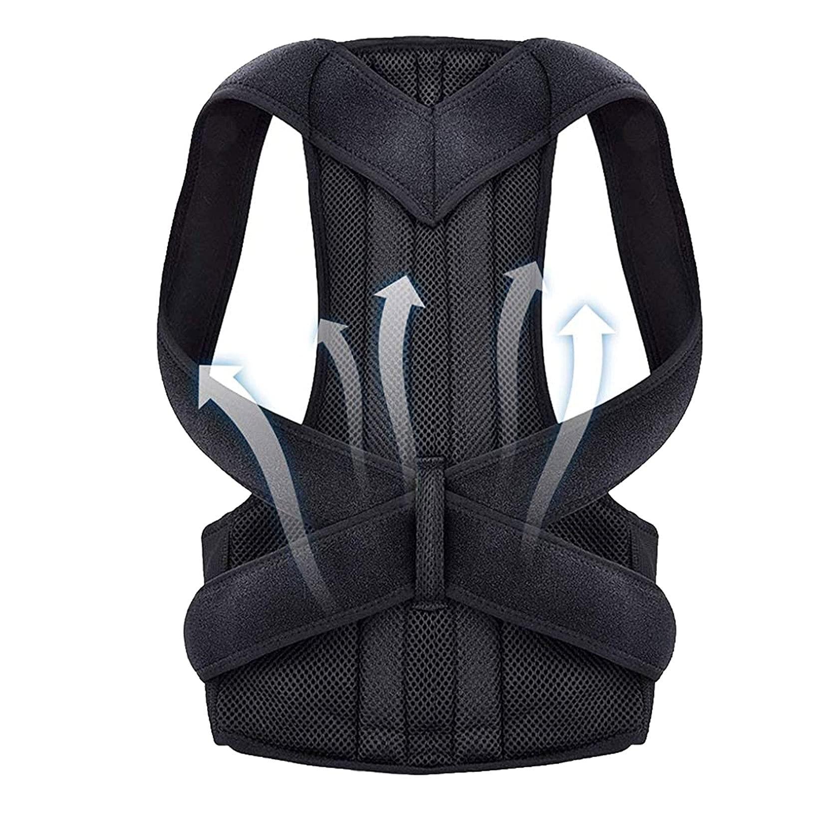 XMSM XS-5XL Full Back Brace Posture Corrector for Men Women&Teenagers,Adjustable Back Shoulder Lumbar Spine Support Belt Waist Trainer,Improve Poor Posture,Pain Relief (Color : Black, Size : Medium)