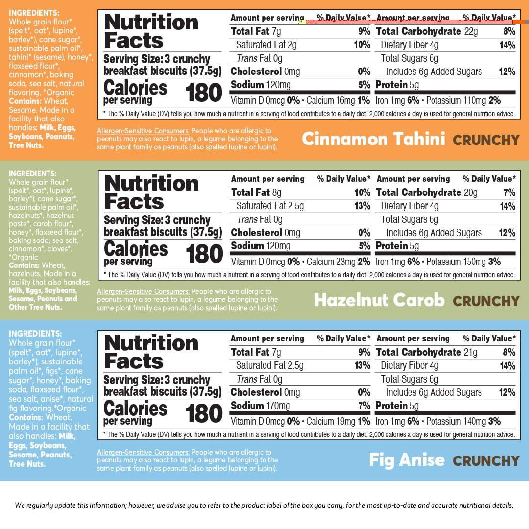 Olyra Ancient Greek Grains Olyra Variety Pack Breakfast Biscuits, Healthy Snacks for Kids and Adults, Low Sugar, High Fiber, Vegan Organic Cookies, with Ancient Greek Grains, USDA Certified Organic, Non GMO, 24 Packs