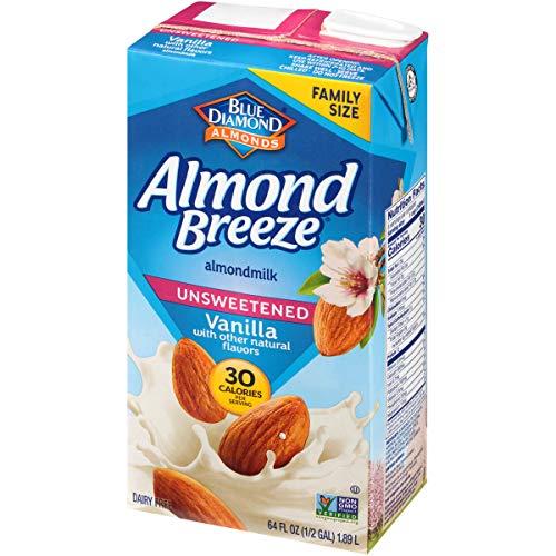 Blue Diamond Almonds Almond Breeze Dairy Free Almondmilk, Unsweetened Vanilla, 64 Ounce (Pack of 8)