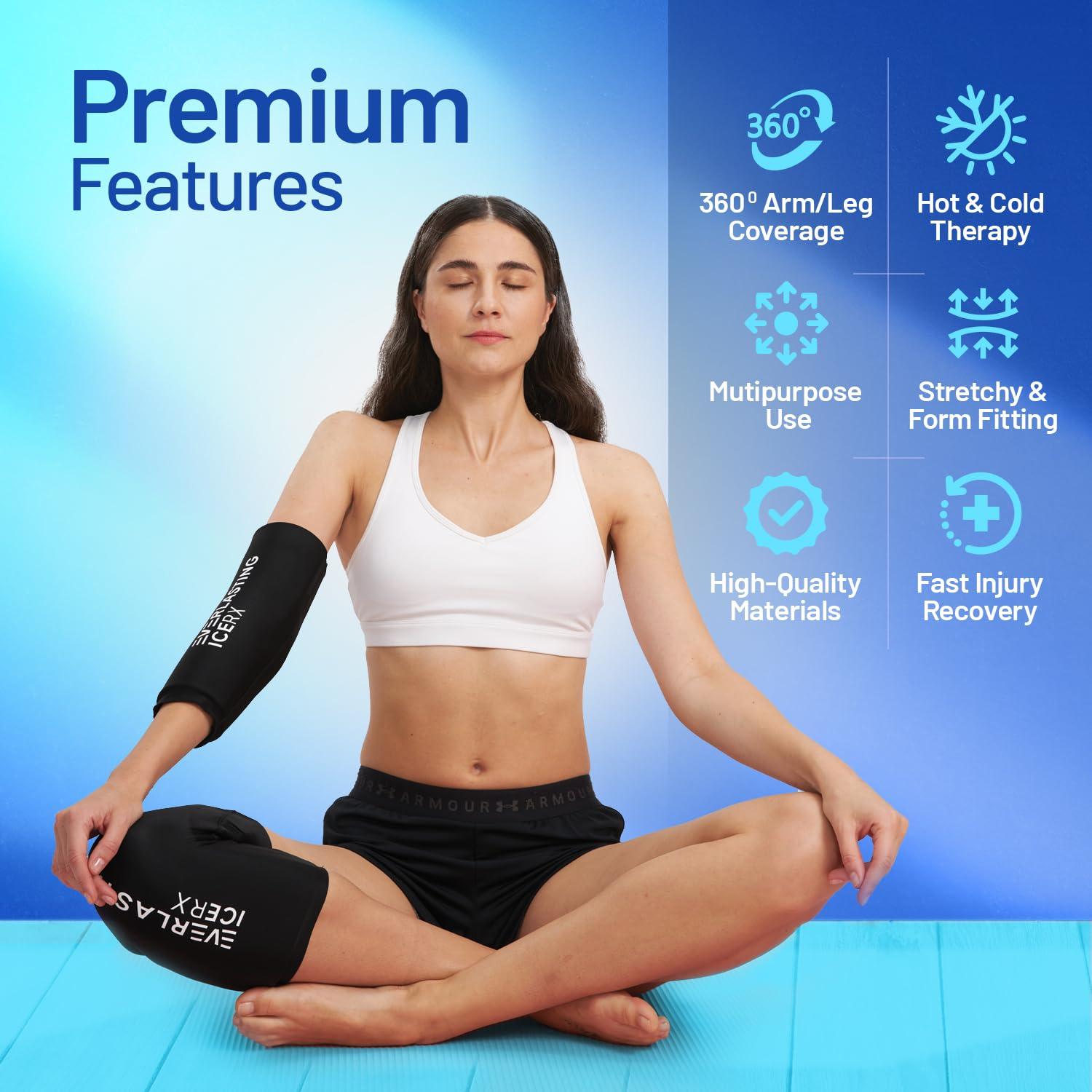 Everlasting Ice RX EverlastingIce Knee Ice Pack Wrap Compression Sleeve for Injuries | Hot & Cold Therapy Ice Pack for Knee, 360 Coverage | Reusable for Knee, Elbow, Ankle, Wrist - Large