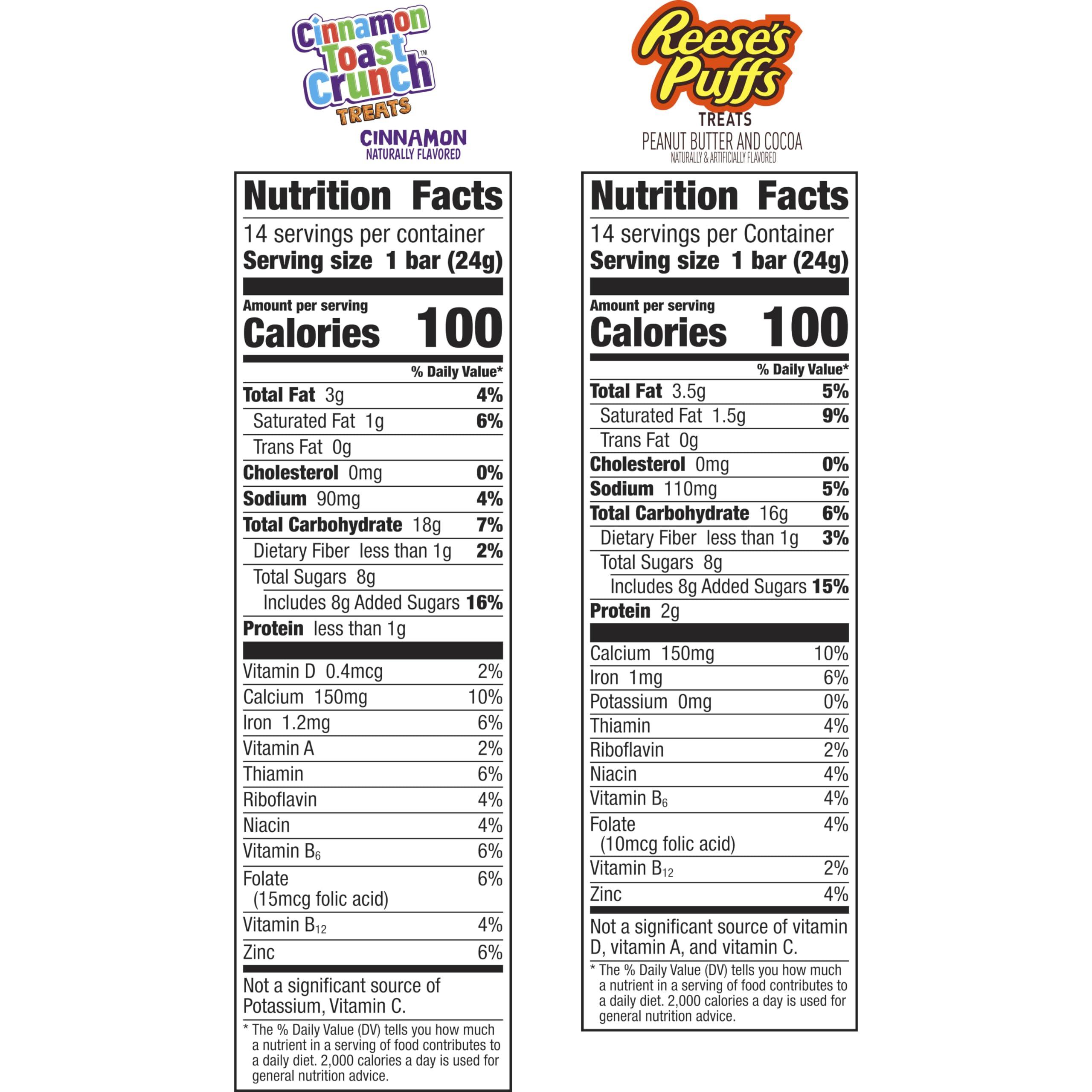 General Mills Reese\'s Puffs Cinnamon Toast Crunch Cereal Treat Bars Variety Pack, 28 ct