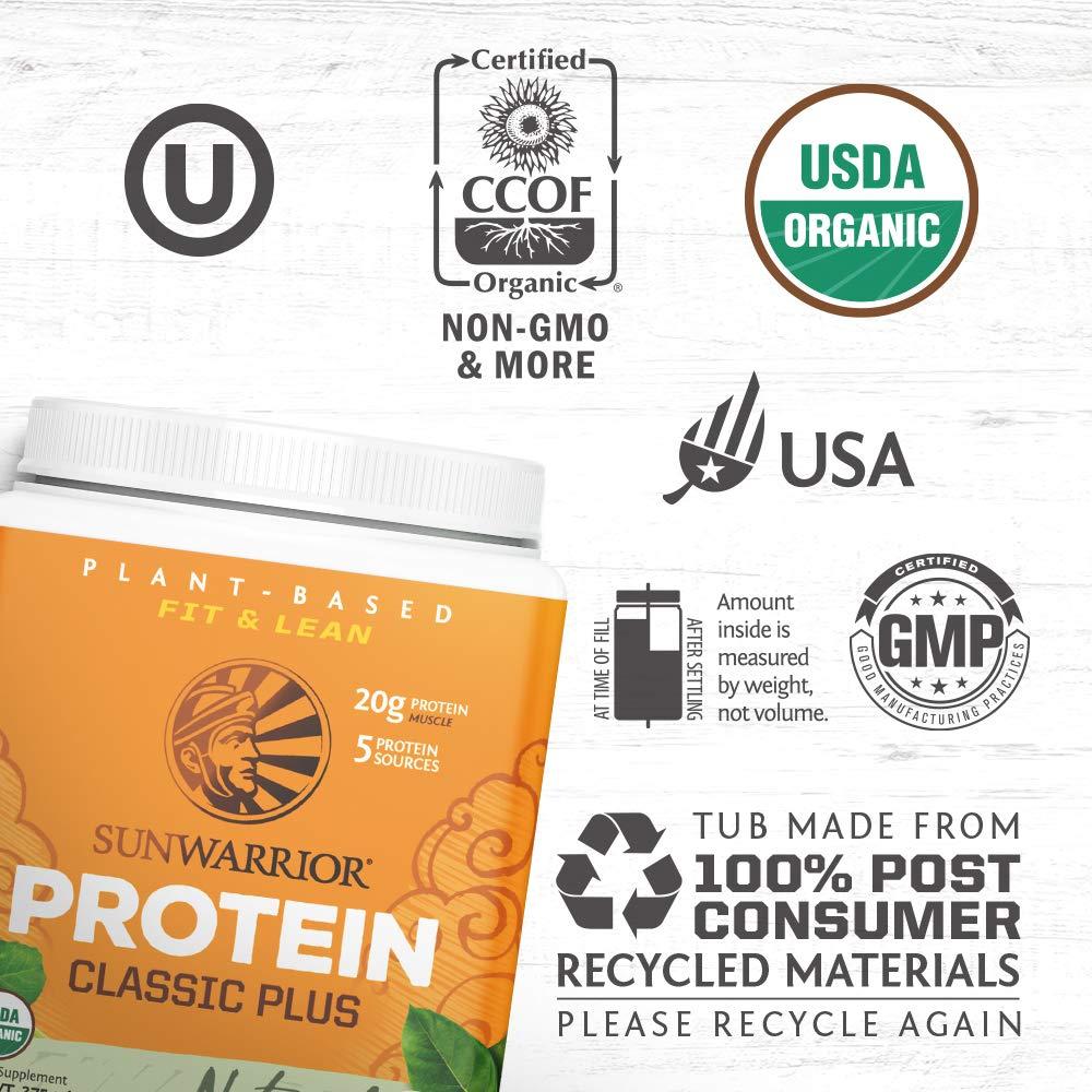 Sunwarrior Sunwarrior Vegan Organic Protein Powder Plant-Based | 5 Superfood Quinoa Chia Seed Soy Free Dairy Free Gluten Free Synthetic Free Non-GMO | Chocolate 15 Servings | Classic Plus