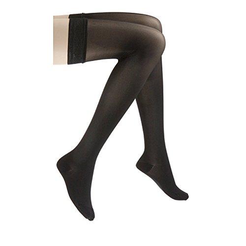 JOBST UltraSheer Thigh High with Lace Silicone Top Band, 15-20 mmHg  Compression Stockings, Closed Toe, Medium Petite, Classic Black 