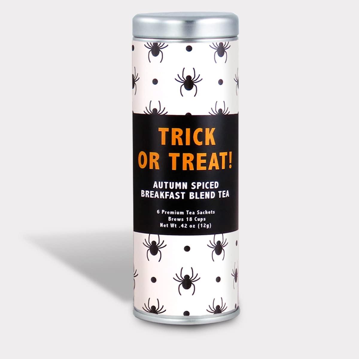 La Tea Dah Trick or Treat Gift Basket for Halloween by La Tea Dah, Warm Apple Cider Tea, Pumpkin Spice Breakfast Tea, and Two Honey Stirrers, Halloween Treats Non Candy, Gourmet Tea Gift Sets