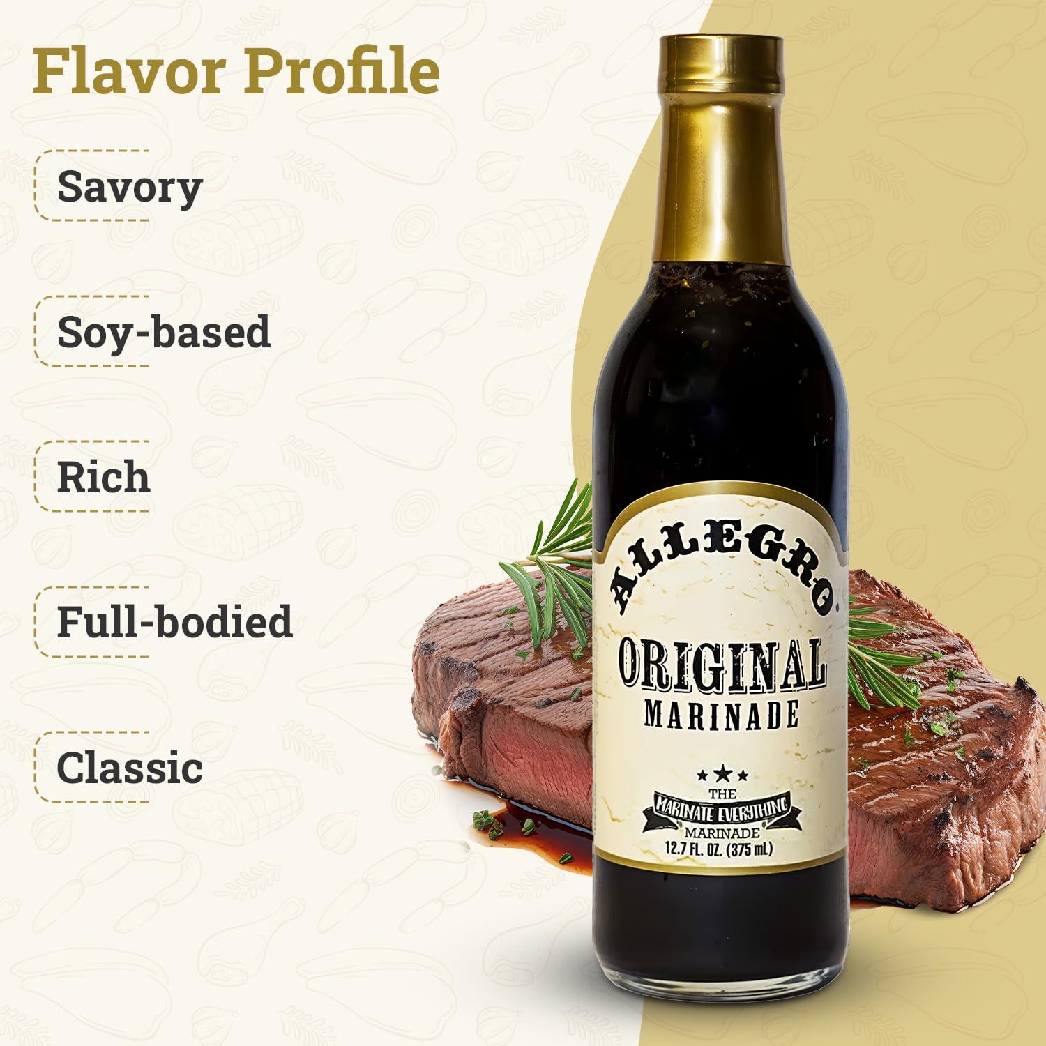 Allegro ALLEGRO - The Marinate Everything Marinades | Perfect Marinades for Meat & Veggies | Marinade for Grilling, Roasting & Cooking | Kosher & Gluten Free | 12.7 Oz (Pack of 3) - Original