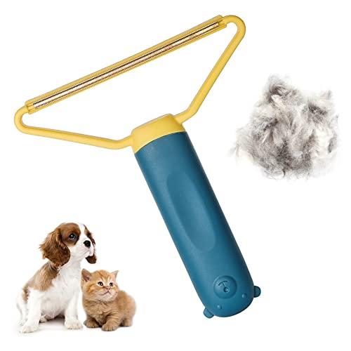 Generic Pet Hair Remover Portable, Dog Lint Remover,Cat Hair CleanerReusable Pet Hair and Lint Remover, Dual-Head Portable Cleaner for Carpet, Car and Fur, 3 Color Options for Rug Scraper Tool (Blue)