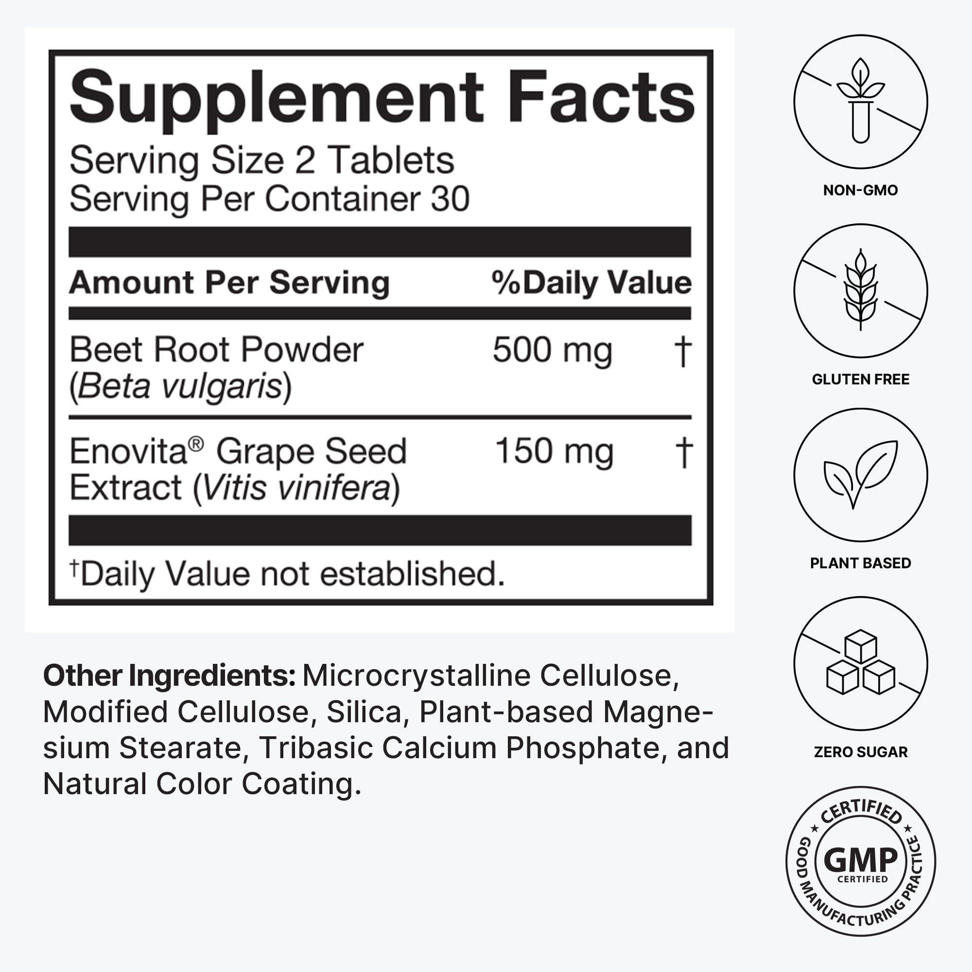 humanN humanN SuperBeets Heart Tablets Smooth Coat 500mg Non-GMO Powder Clinically Studied Antioxidants, 60 Count