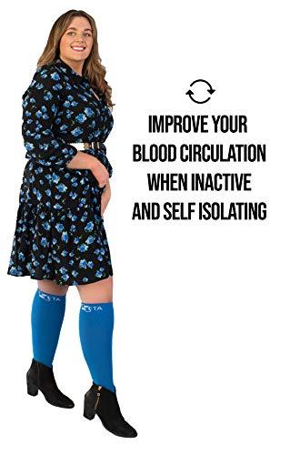 Zeta Wear Zeta Plus Size Leg Sleeve Support Socks - The Wide Calf Compression Sleeve Women Love for Its Amazing Fit, Cotton-Rich Comfort, Graduated Compression & Soothing Relief, 1 Pair, Size LXL, Blue