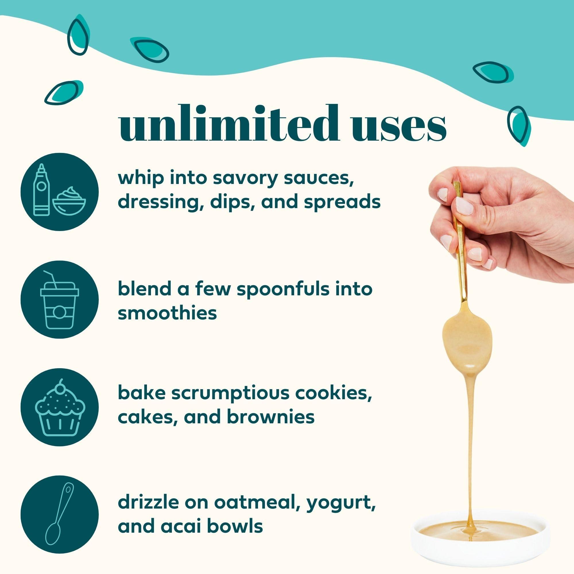 Soom Soom Foods Organic Tahini 11oz (2 Pack) | Roasted & Ground Sesame Seed Paste | Creamy Texture for Hummus, Sauces, Dips, Dressings | Vegan, Peanut-Free, Nut-Free, Gluten-Free, Dairy-Free, Keto, Paleo, Kosher | All-Natural