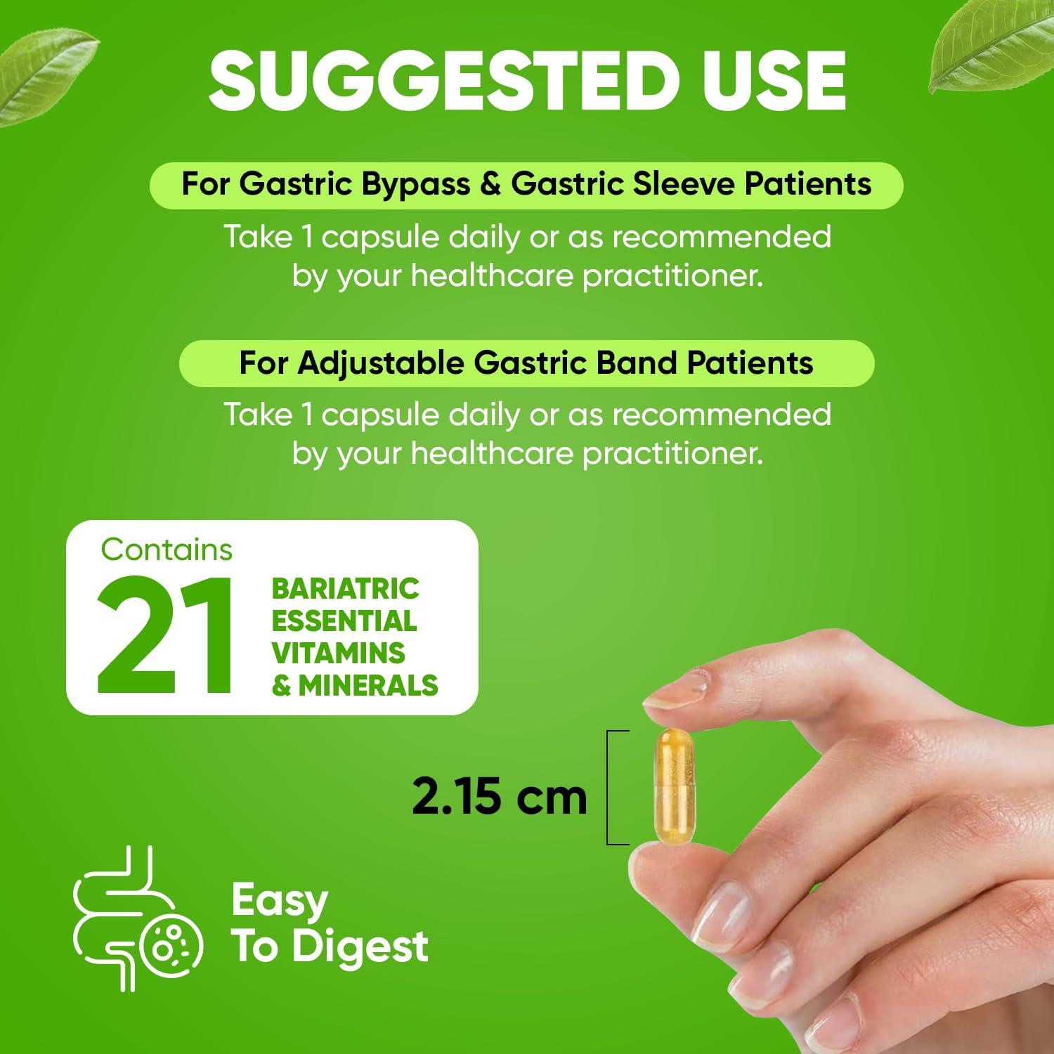 BariSlim BariSlim Once Daily Bariatric Multivitamin Capsule - Iron-Free Formula - Bariatric Vitamin and Supplement for Post Bariatric Surgery, Including Gastric Bypass and Gastric Sleeve | 90-Day Supply