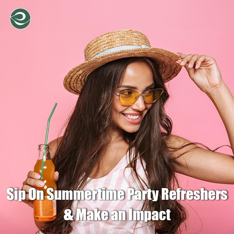 ECO SOUL ECO SOUL 100% Compostable Straws [100 Count][8.25\"] Eco-Friendly Biodegradable Sustainable Disposable Straws, Cocktail Cold Drink Smoothie Bendable Straws