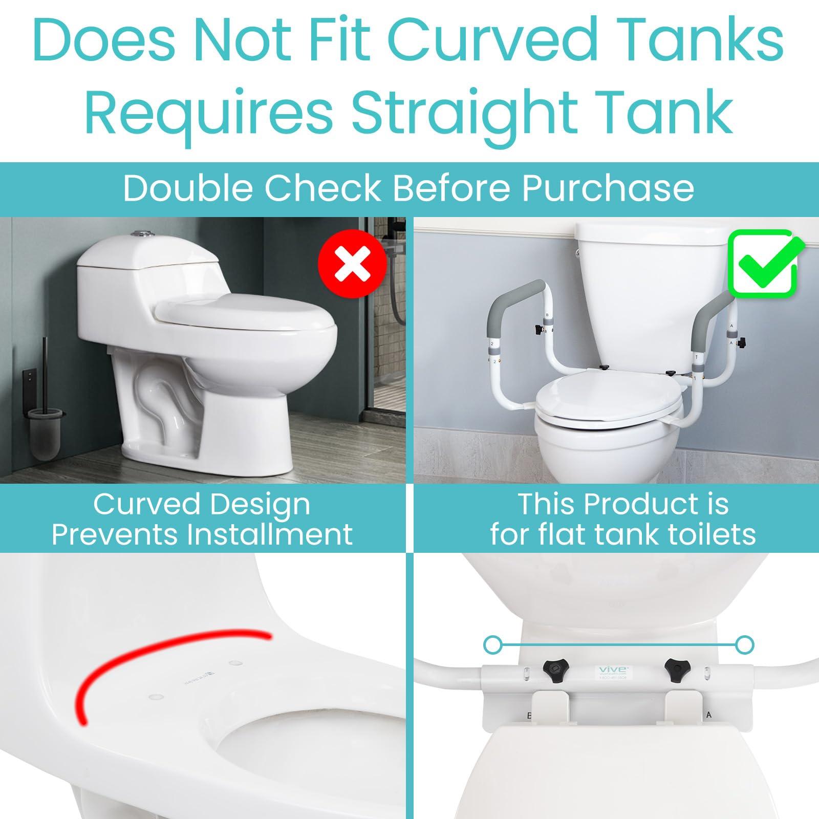 Vive Vive Toilet Safety Rail - Adjustable Grab Bar - Compact Support Frame with Handrail for Bathroom Toilet Seat - Easy Installation for Handicap Senior Bariatrics, Elderly Balance - Padded Hand Armrest