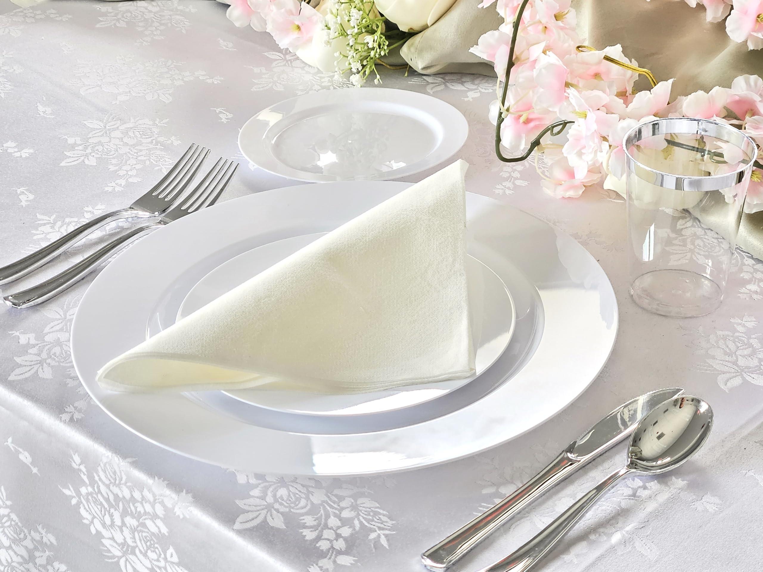 OCCASIONS FINEST PLASTIC TABLEWARE \" OCCASIONS \" 60 Plates Pack, Heavyweight Disposable Wedding Party Plastic Plates (10.5\'\' Dinner Plate, Plain White)