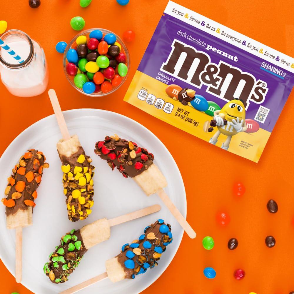 M&M\'S M&M\'S Peanut Dark Chocolate Candy, Sharing Size, 9.4 oz Resealable Bag