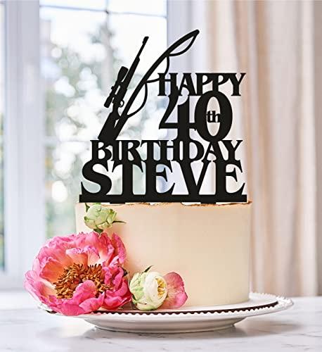 UTF4C Hunting and Fishing Cake Topper, Wedding Cake Topper, Birthday topper, Grooms Cake Topper, Cake Topper with Number, Hunting Birthday 0432