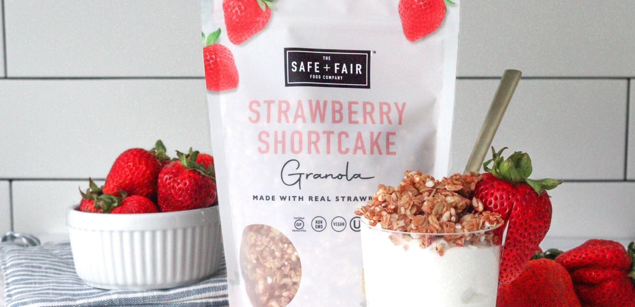 The Safe + Fair Food Company Safe + Fair Strawberry Shortcake Granola Gluten-Free, Dairy-Free & Vegan Snack Allergen-Free, Non-GMO, and No Artificial Ingredients - 12oz