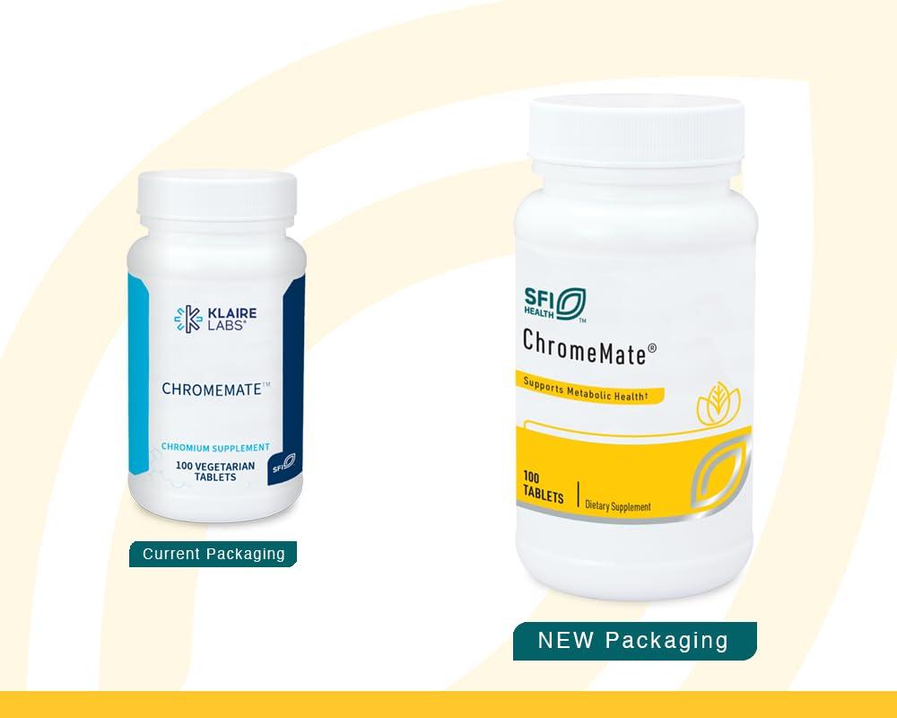 Klaire Labs Klaire Labs Chromemate - Chromemate Chromium Polynicotinate 200mcg Supplement - Bioavailable Form of Chromium with Niacin - Hypoallergenic (100 Tablets)