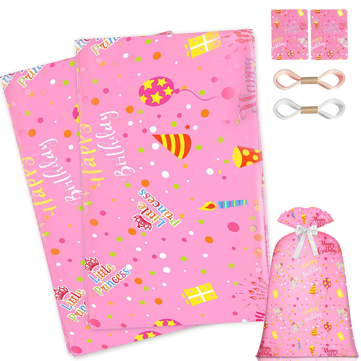 BWLOIES Jumbo Gift Bag Birthday Gift Bag for Girls Kids,Big Gift Bags for Huge Gift Bags Giant Gift Bags with Happy Birthday Cake Balloon Pink Design,Extra Large Gift Bag Oversized Gift Bags Bithday Gift Wrap Bag for Present Bag,Wrapping Bags for large Gifts