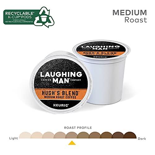 LAUGHING MAN Laughing Man Hughs Blend Keurig Recyclable K-Cup Coffee Pods, Single-Serve Fair Trade Medium Roast Arabica Coffee for use with Keurig Coffee Makers, 88 Count (4 Packs of 22)