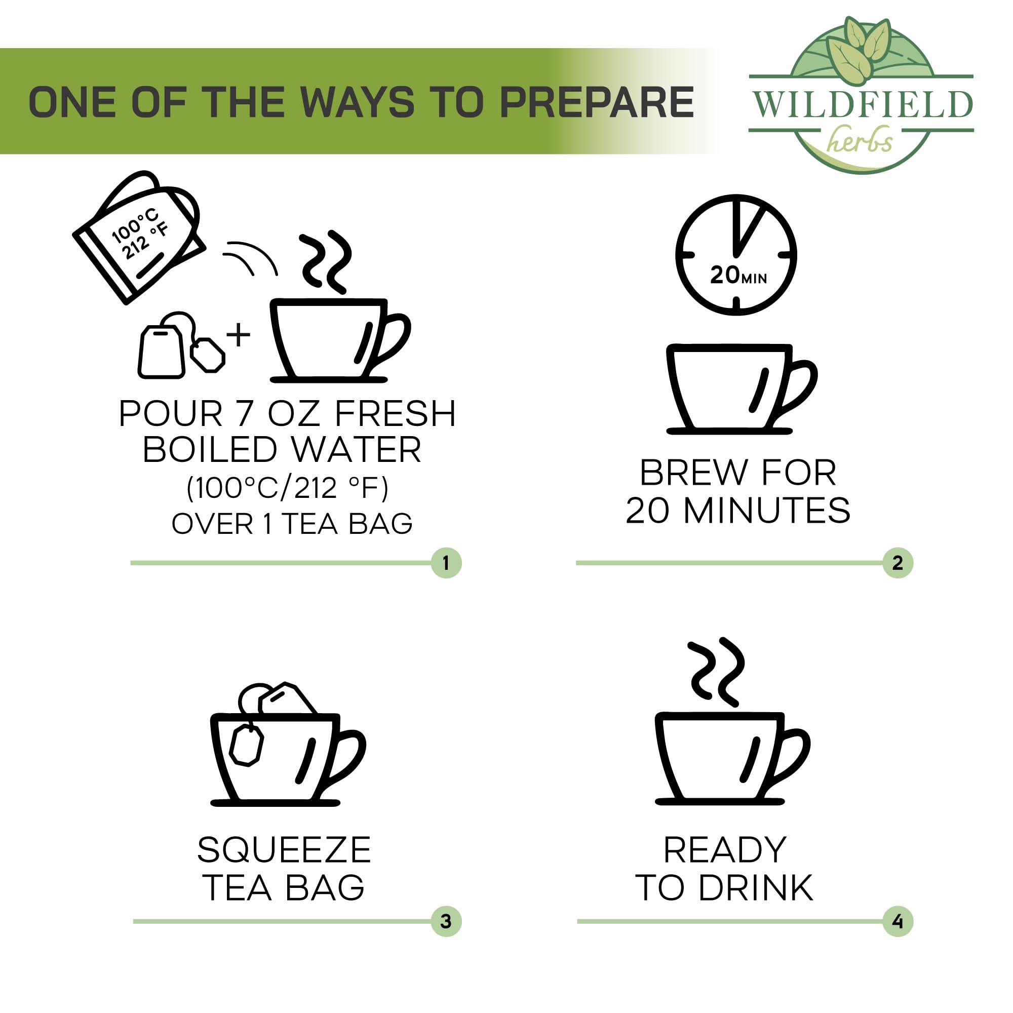 WILDFIELD HERBS 50 bags Mint Tea Bags Peppermint Tea Bags Loose Leaf Fresh Mint Leaves - 50 Count 1.5 g Tea Bags Dried Peppermint Leaves Herbal Tea (Menta Piperita) te de menta