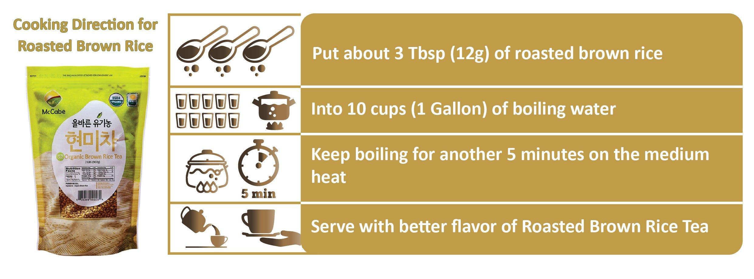 McCabe McCabe Organic Brown Rice Tea - Roasted Brown Rice Tea Korean | Rich in Fibers and Minerals | USDA and CCOF Certified Organic | Product of USA | 2 Lbs (32 Oz) Pack of 3