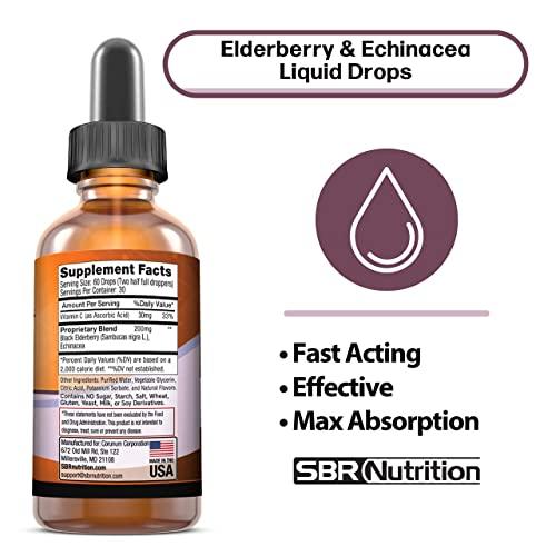 SBR Nutrition SBR Nutrition D3+K2 and Elderberry Bundle Vitamin D3K2 (MK7) Liquid Drops, Peppermint,1oz | Elderberry & Echinacea & Vitamin C Liquid Drops, 2oz | Adults & Kids | Non-GMO, Gluten Free