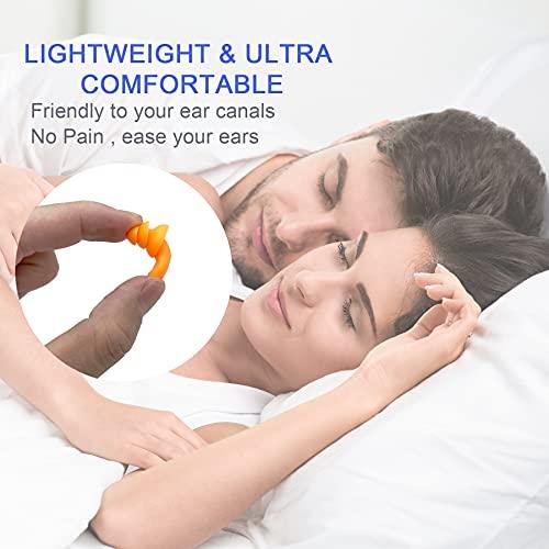 AXBUS Ear Plugs for Sleeping Noise Canceling, 16 Pairs Reusable Ear Plugs Soft Silicone Earplugs Noise Reduction with Nylon Cord Hearing Protection for Shooting,Snoring,Travel, Work, Studying, Loud Noise