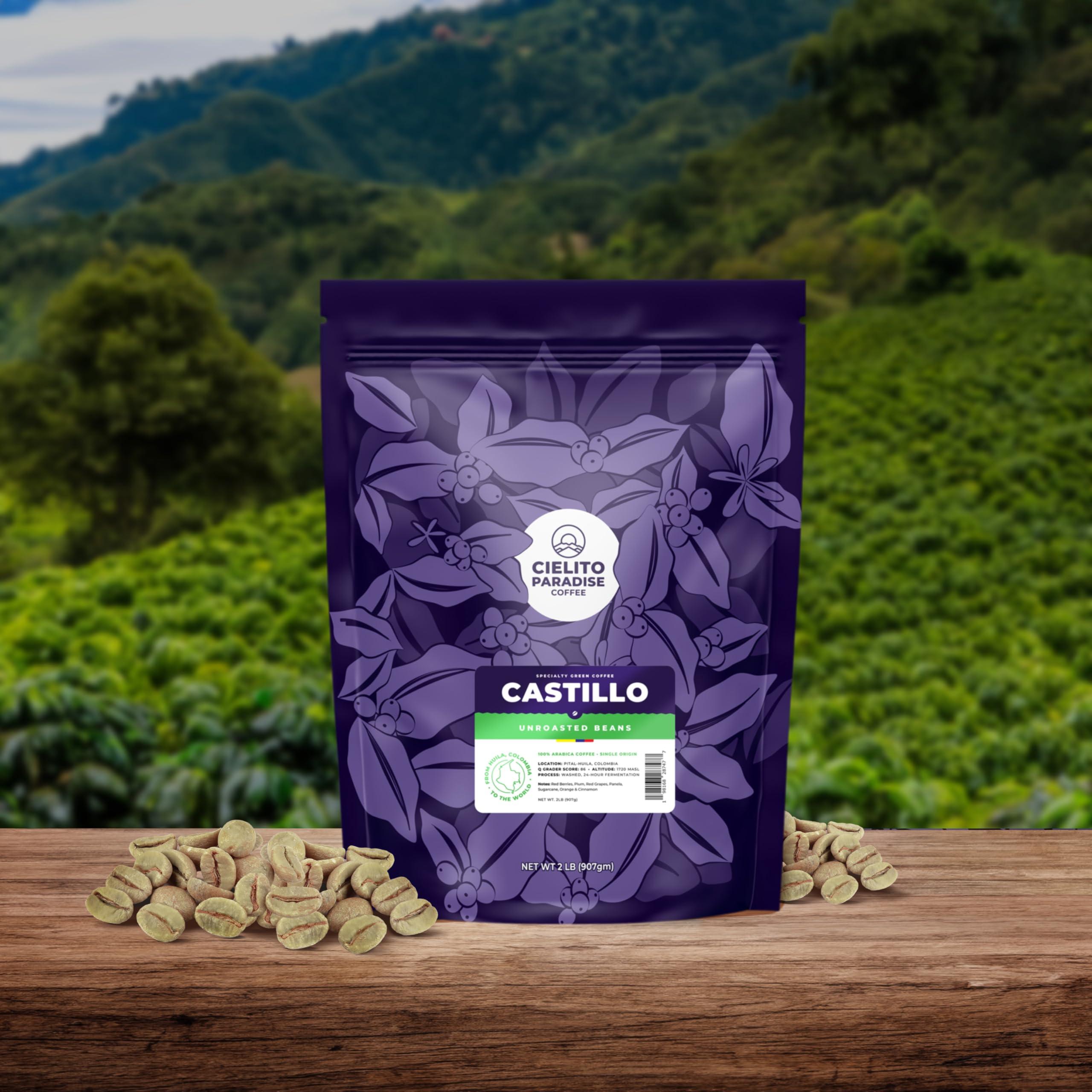 Cielito Paradise Coffee 2 Lb, Fresh Single Origin Unroasted Green Coffee Beans, Specialty Grade From Huila Colombia, Direct Trade (Castillo Varietal)