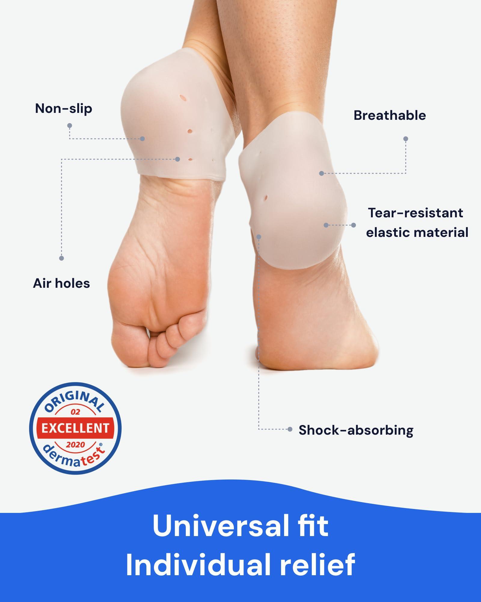 YOGAMEDIC YOGAMEDIC Silicone Heel Protectors for Shoes- 2 Pairs of Gel Heel Cups Ankle Protectors for Comfort, Plantar Fasciitis, Achilles Tendonitis and Heel Spur Pain- Blister Prevention- for Women & Men