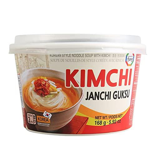Surasang Surasang Kimchi Janchi Guksu, Spicy and Savory Korean Thin Non-Fried Noodle with Kimchi Bowl, Healthy Instant Noodle, 5.92 Ounce, Pack of 1