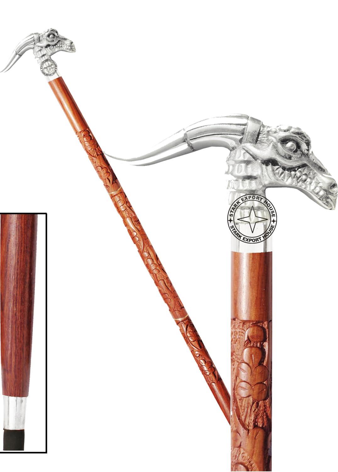 Stark Export House Walking Cane Rosewood Designer Wooden Walking Stick with Nickel Handle Gift for Men & Women 37 inch (RTGG)