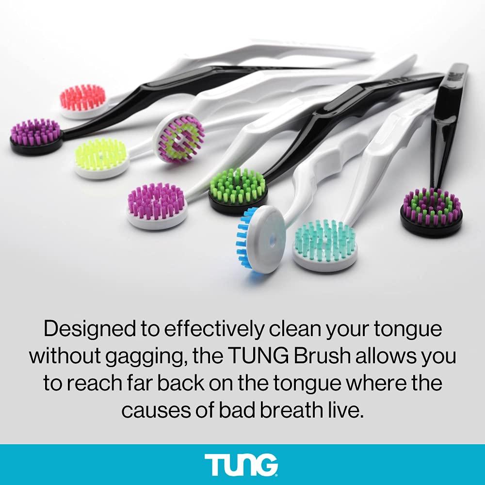 Peak Essentials The Original TUNG Brush Tung Tongue Brush & Gel Kit | Tongue Cleaner for Adults | Tongue Scraper to Fight Bad Breath and Halitosis | Mouth Odor Eliminator | Fresh Mint | Made in America (Set of 2)