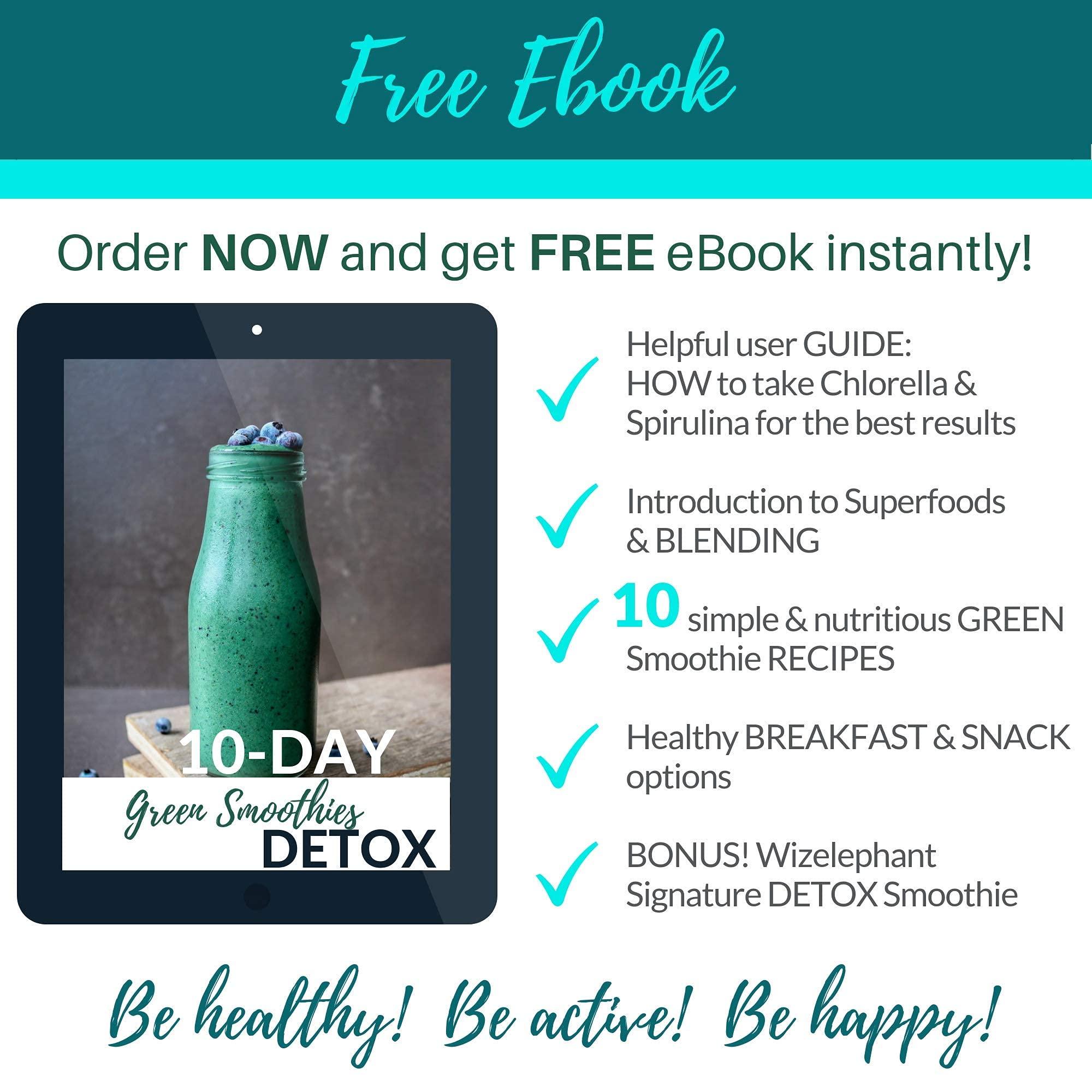 Wizelephant Chlorella Spirulina Powder Organic | Super Greens Powder and Smoothie Mix | Rich in Chlorophyll for Immune Support and Energy | Raw Vegan Protein | Spirulina Chlorella Powder | 50 Servings