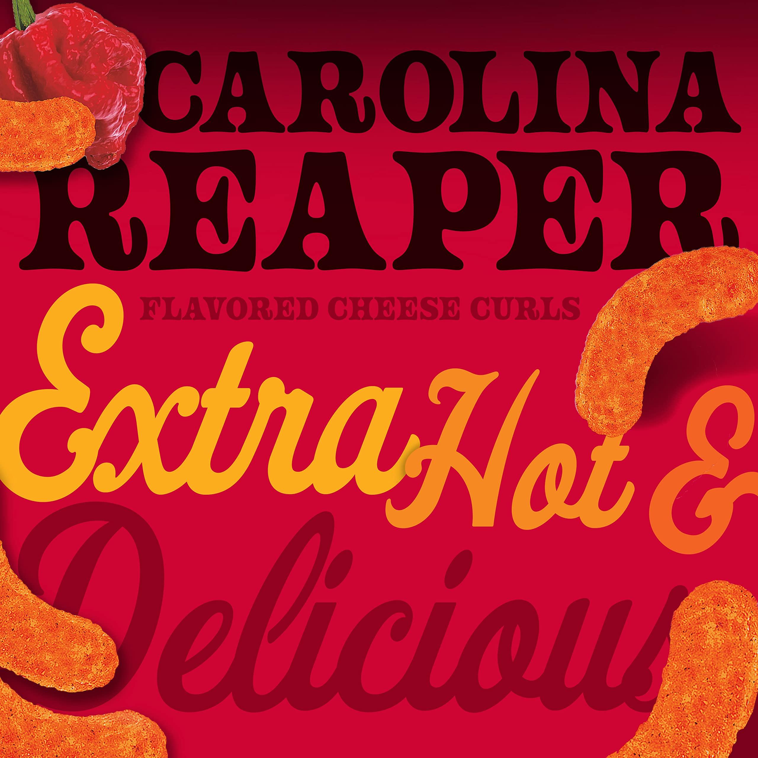 HERR'S Herr’s Cheese Curls, Carolina Reaper Flavor, Gluten Free Snacks, 6oz Bag (12 Count)