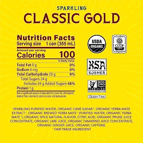 Guayaki Guayaki Yerba Mate, Sparkling Clean Energy Drink Alternative, Organic Classic Gold, 12oz, 120mg Caffeine