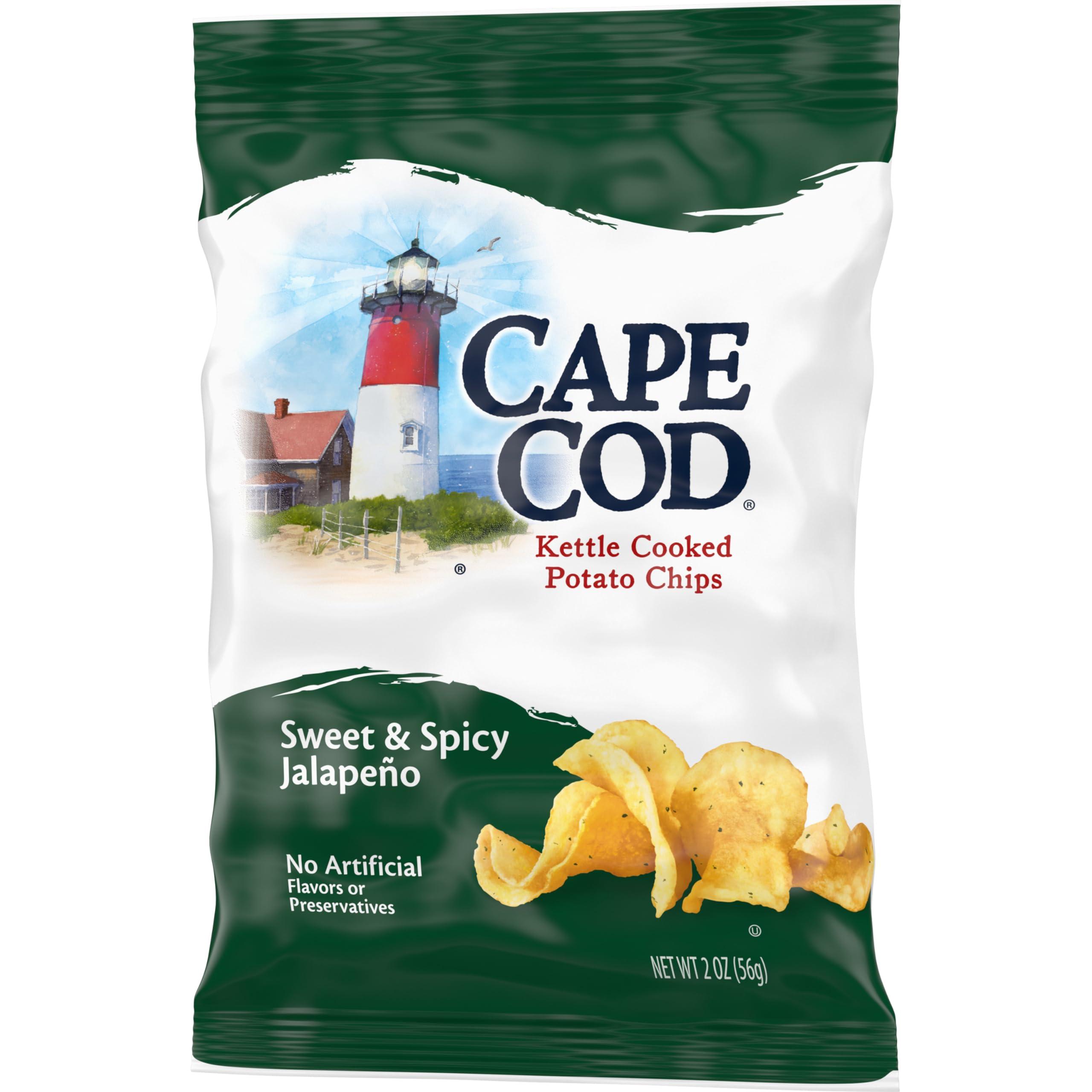 Cape Cod Cape Cod Potato Chips, Sweet and Spicy Jalapeno Kettle Chips, 2 Oz (Pack of 6)