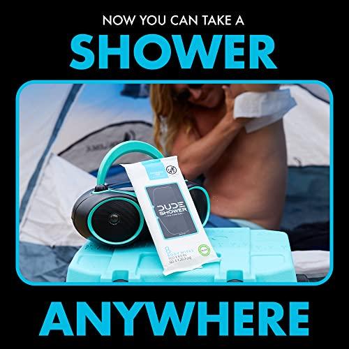 Dude DUDE Wipes On-The-Go Shower Wipes - 1 Pack, 8 Wipes - Unscented Extra-Large Wipes with Vitamin E & Aloe - Full Body Shower Replacement Wipes