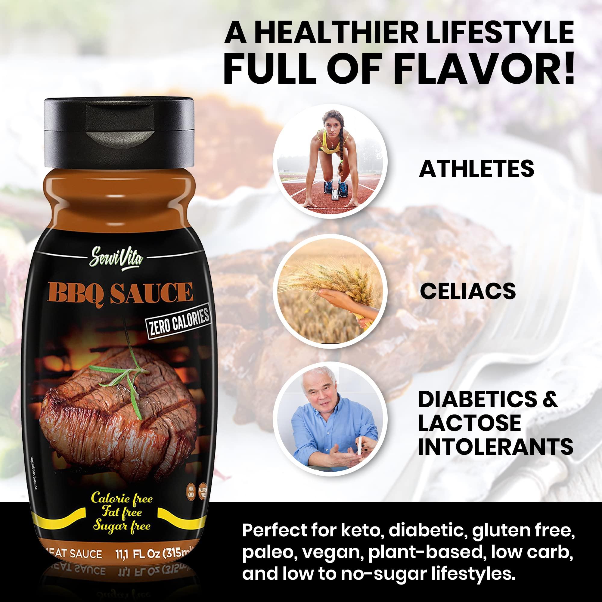 ServiVita Sugar Free BBQ Sauce - Sugar Free barbecue sauce - Zero Calories and Fat Free, 11.1 FL OZ - No Sugar BBQ Sauce - Gluten Free, Low Sodium, Low Carb - ServiVita