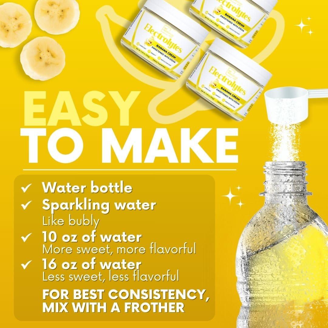 My Adventure to Fit Zero Sugar - Banana Cream Electrolytes Powder - Refreshing Hydration - Caffeine Free Energy with All Natural Ingredients - Vegan, Keto & Paleo - Sugar Free Electrolytes Powder Drink Mix - 37 Servings