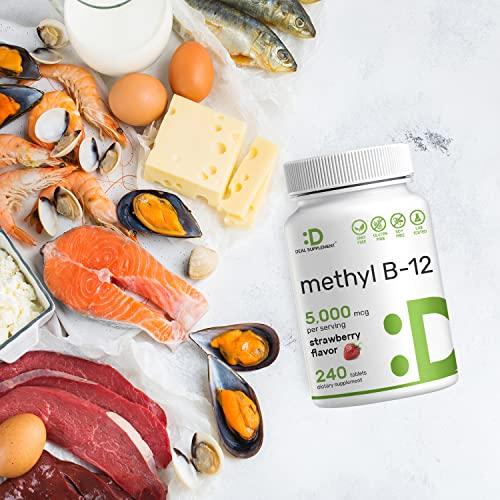 DEAL SUPPLEMENT DEAL SUPPLEMENT Methyl B-12 Vitamins 5000 mcg, 240 Chewable Tablets | Active Form - Strawberry Flavored - Energy Support & Brain Health Function - Vegetarian & GMO Free