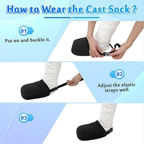 Mybow Cast Sock Toe Cover Soft for Foot Warmer Socks Walking Boot Broken Toe Ankle Orthotic Sock Protector Accessories After Surgery Orthopedic Boot Sock Leg Cast Covers (1 PCS)