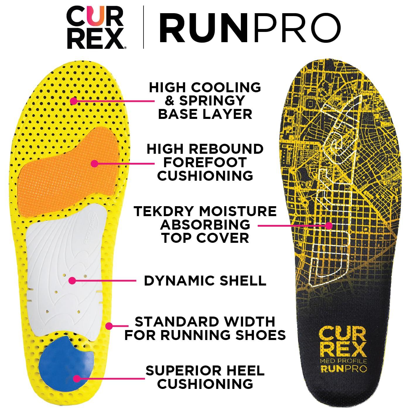 currex CURREX RunPro Insoles for Running Shoes  Arch Support Inserts to Help Reduce Fatigue, Prevent Injuries & Boost Performance  for Men & Women  Medium Arch, XL