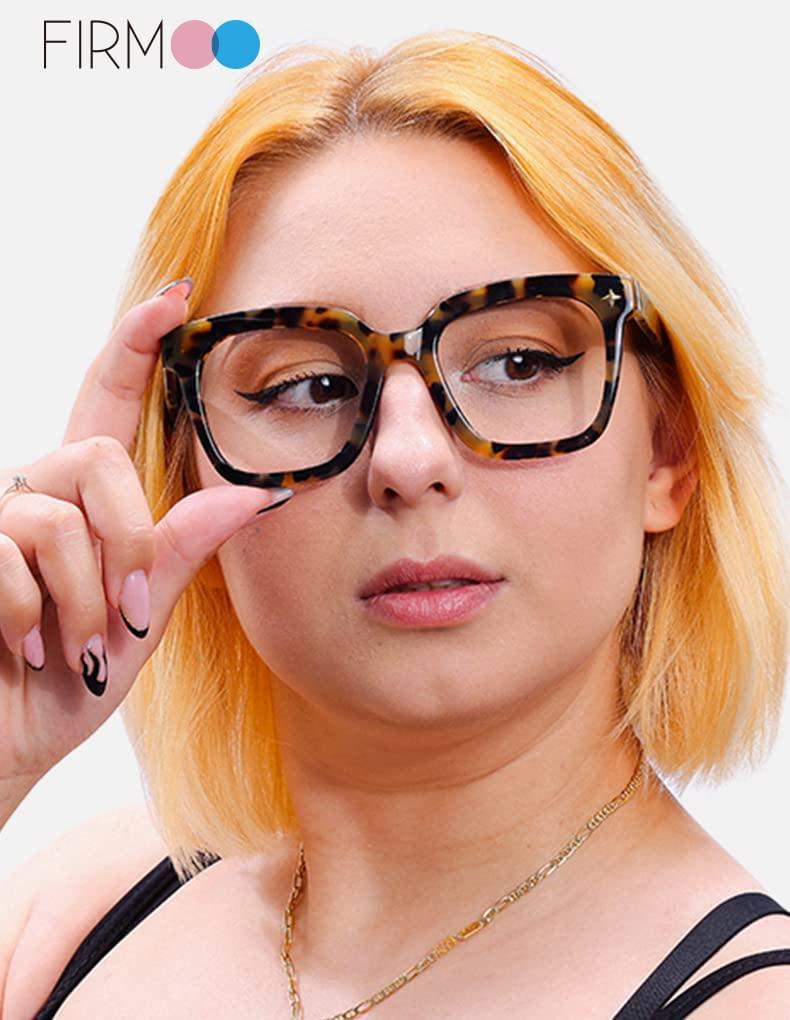 Firmoo Firmoo 2023 Oversized Blue Light Glasses for Women Men Large Frame Anti Eyestrain & UV Protection Computer Gaming Blue Blocker Eyeglasses(Tortoise)