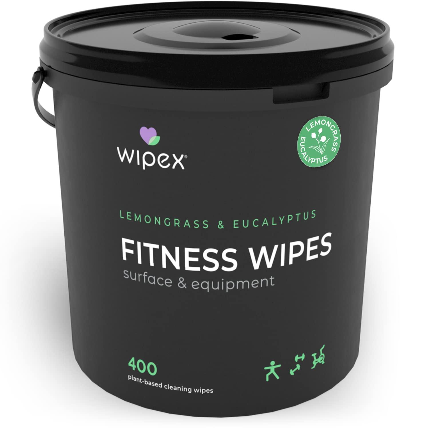 Wipex Wipex Gym Wipes for Equipment Bundle Get 1600 Wipes with (2) Lemongrass & Eucalyptus Buckets & (2) Refill Rolls, Plant-Based Fitness Equipment Wipes, Clean Surfaces & Gear, 400 Count (Pack of 4)