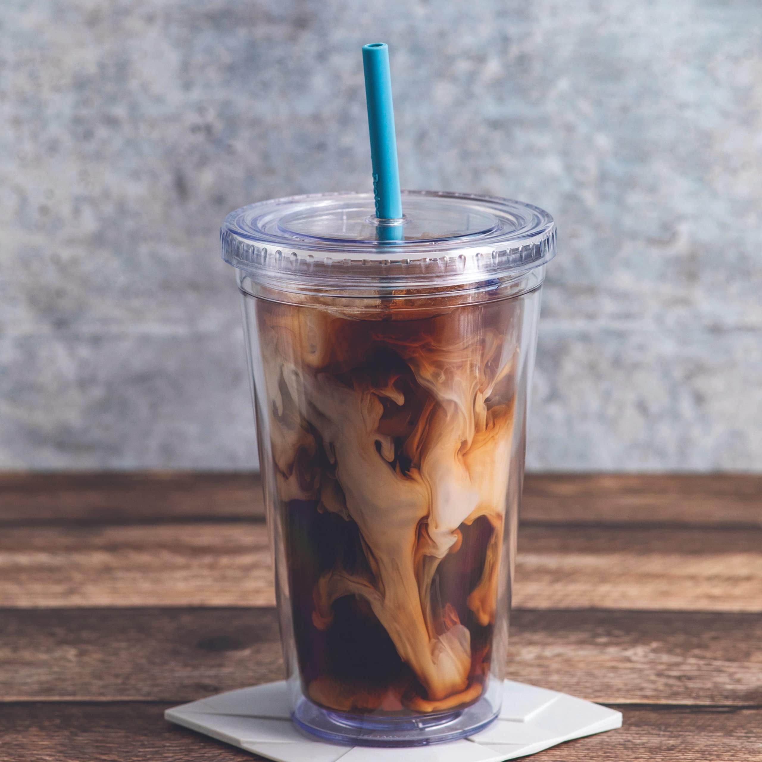 GIR GIR: Get It Right Reusable Silicone Straws with Travel Case and Clean Wand, Eco-Friendly Drinking Straws for Hot and Cold Beverages, 5-Pack (Mist)